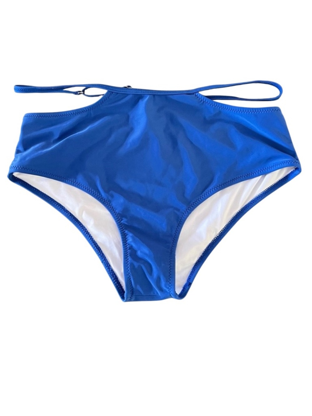 NEW Tempt Me Blue High Waist Adjustable Belt Swimsuit Lined Bikini Bottoms L